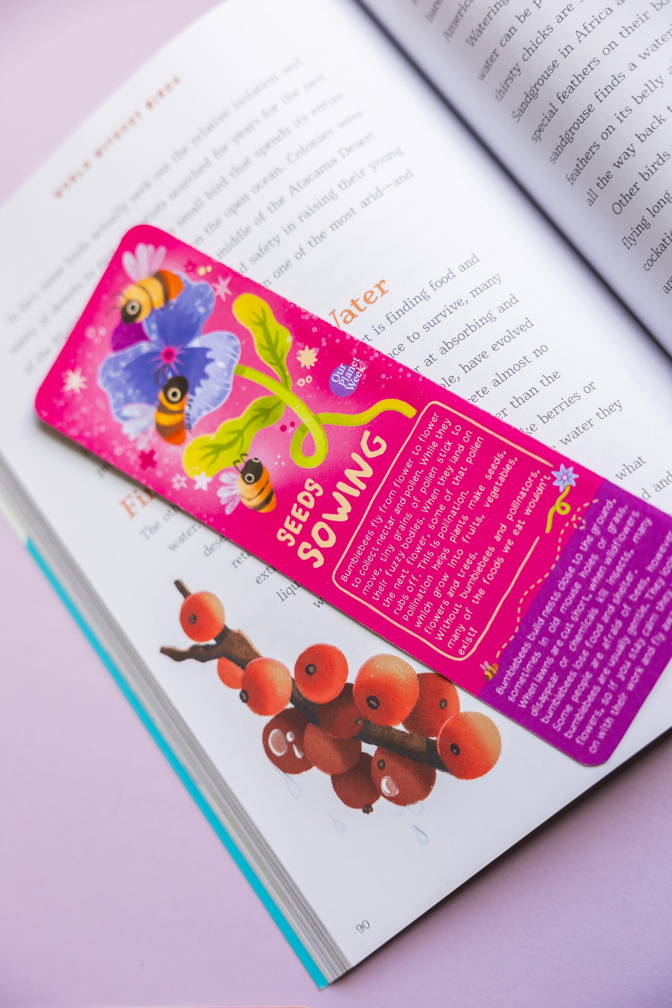Seeds Sowing bookmark held up.