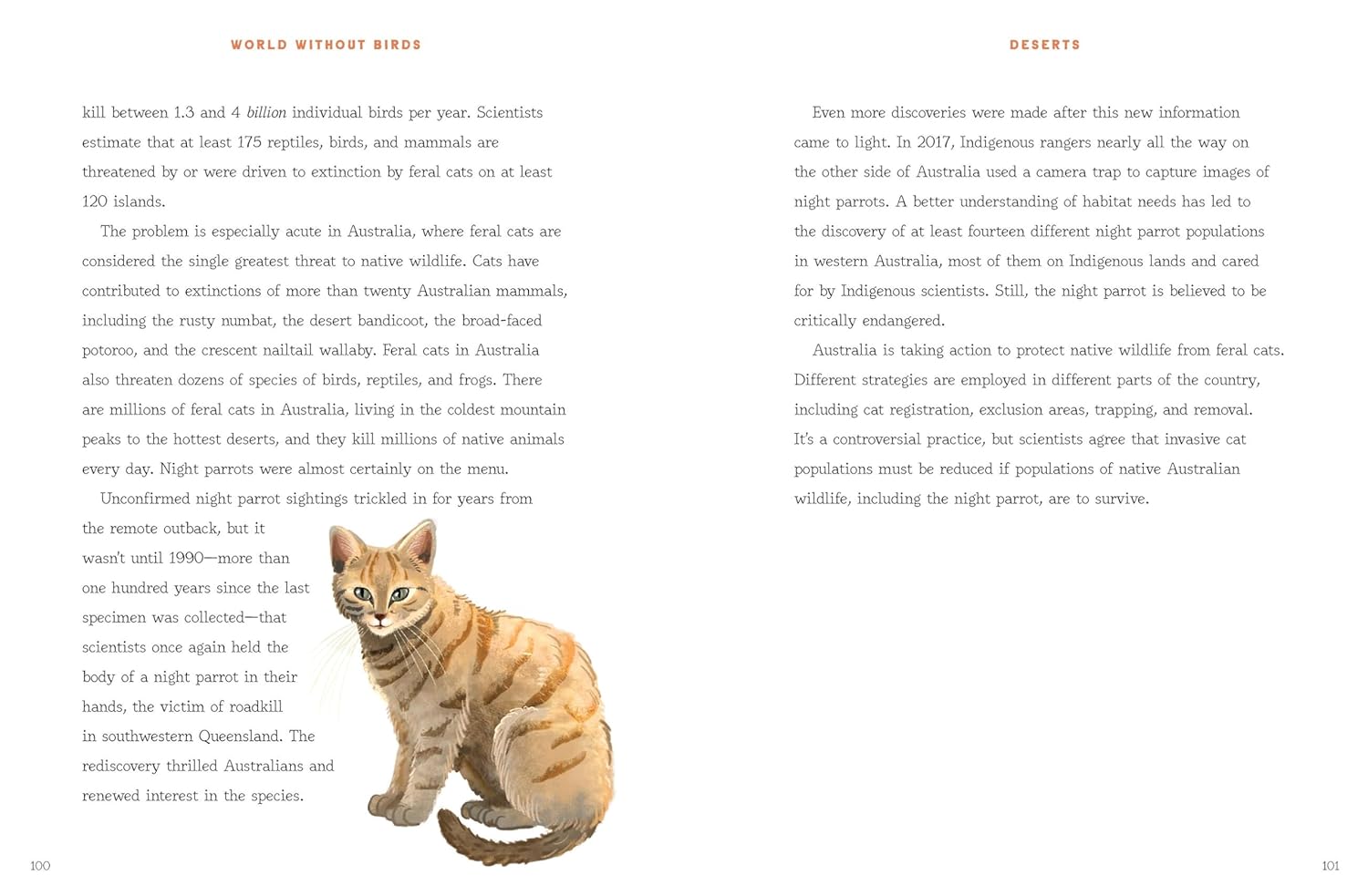Feral cats and the threat to native wildlife — desert chapter spread.
